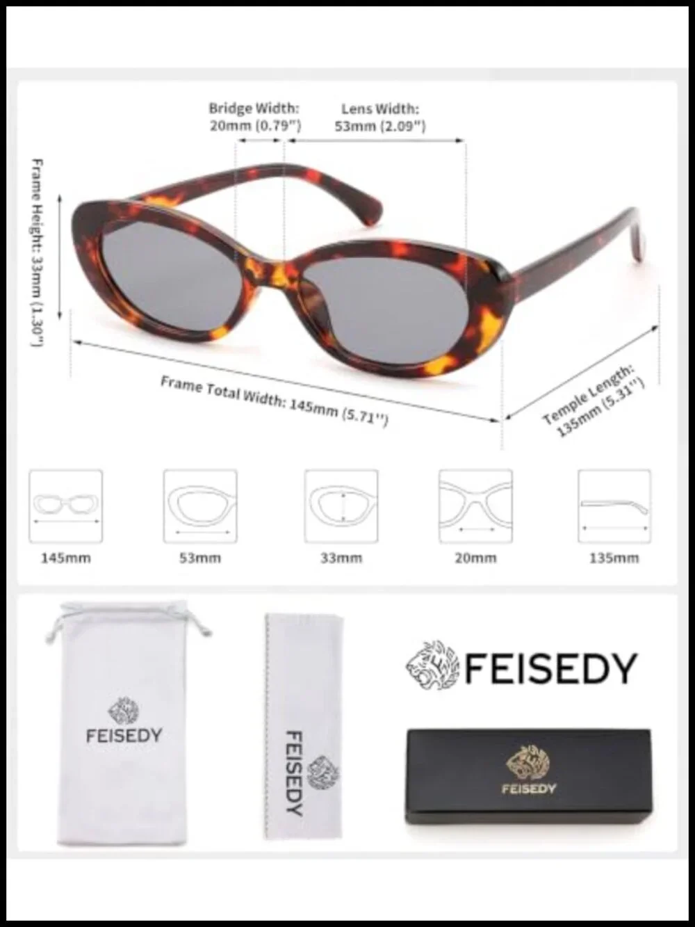 Retro Oval Cat Eye Sunglasses with UV400 Protection